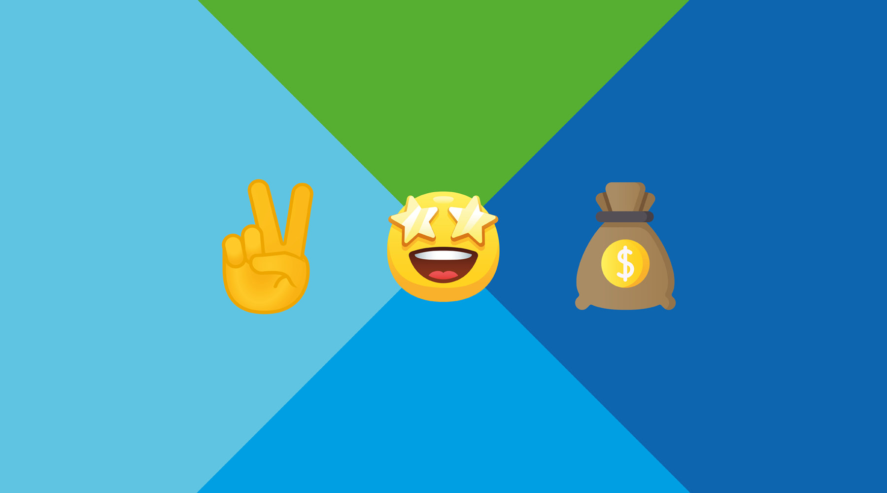 Bunter Hintergrund mit drei Emojis darauf